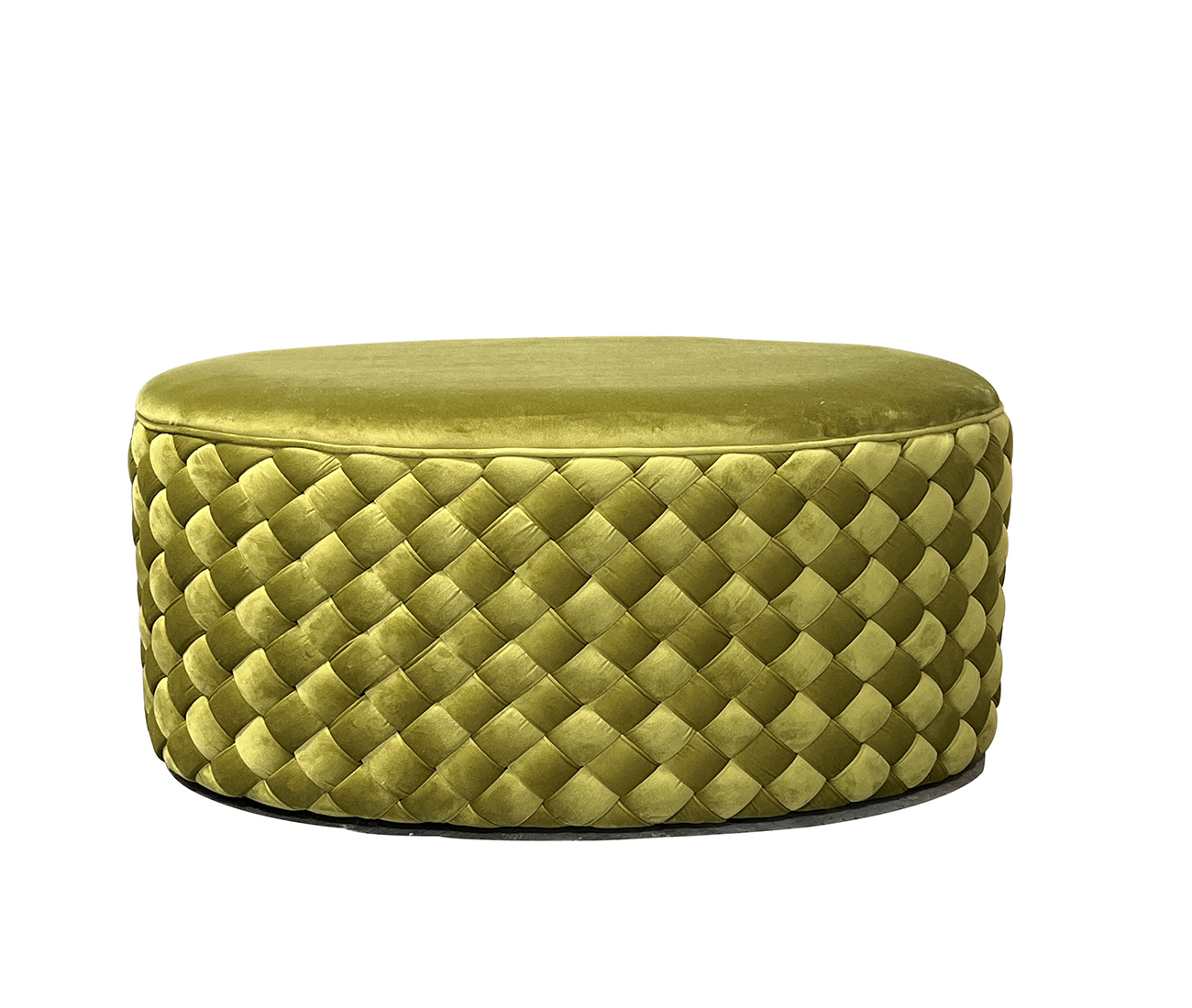 Пуф овальный плетеный велюровый оливковый Garda Decor N-PUF305 OLI