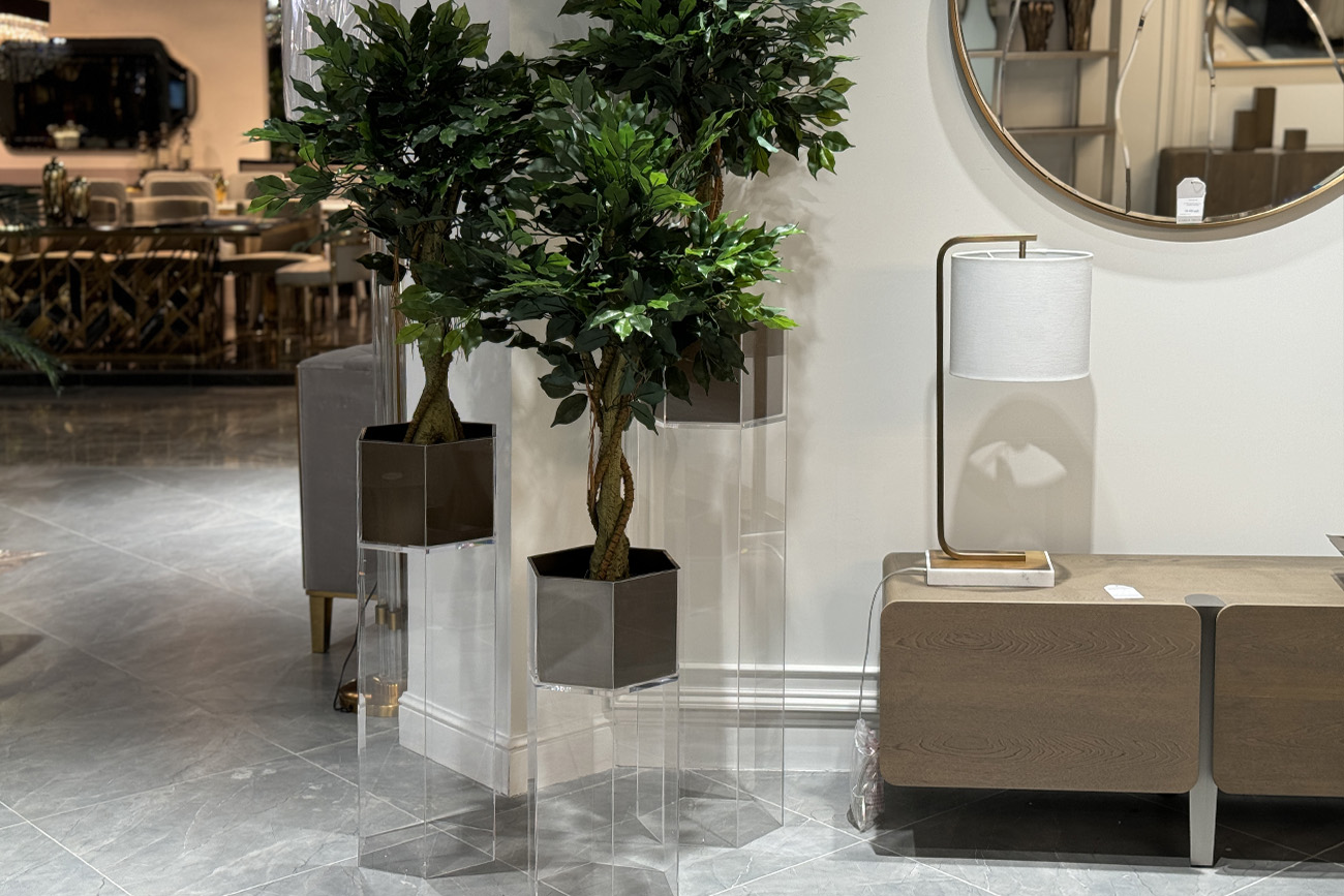 Кашпо высокое напольное, акрил/мат. бронза 30*26*60 Garda Decor 58DB-24229