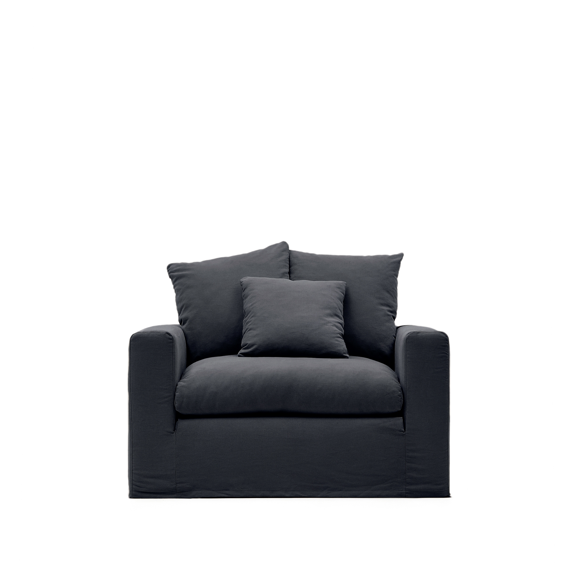 Кресло Nora со съемным чехлом серо-антрацитовое из льна и хлопка La Forma (ex Julia Grup)