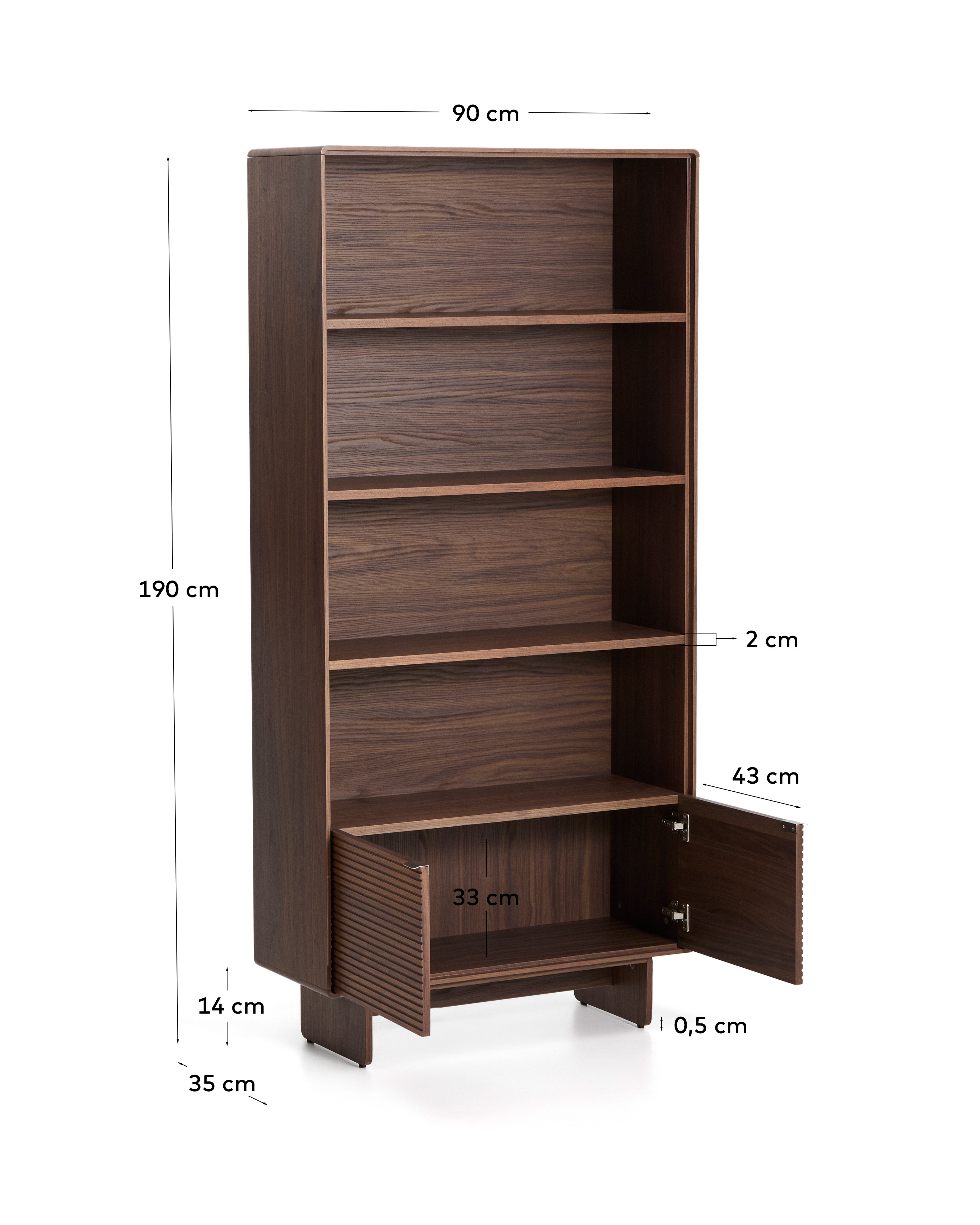 Стеллаж из орехового шпона Norlen 90 x 190 см La Forma 463577