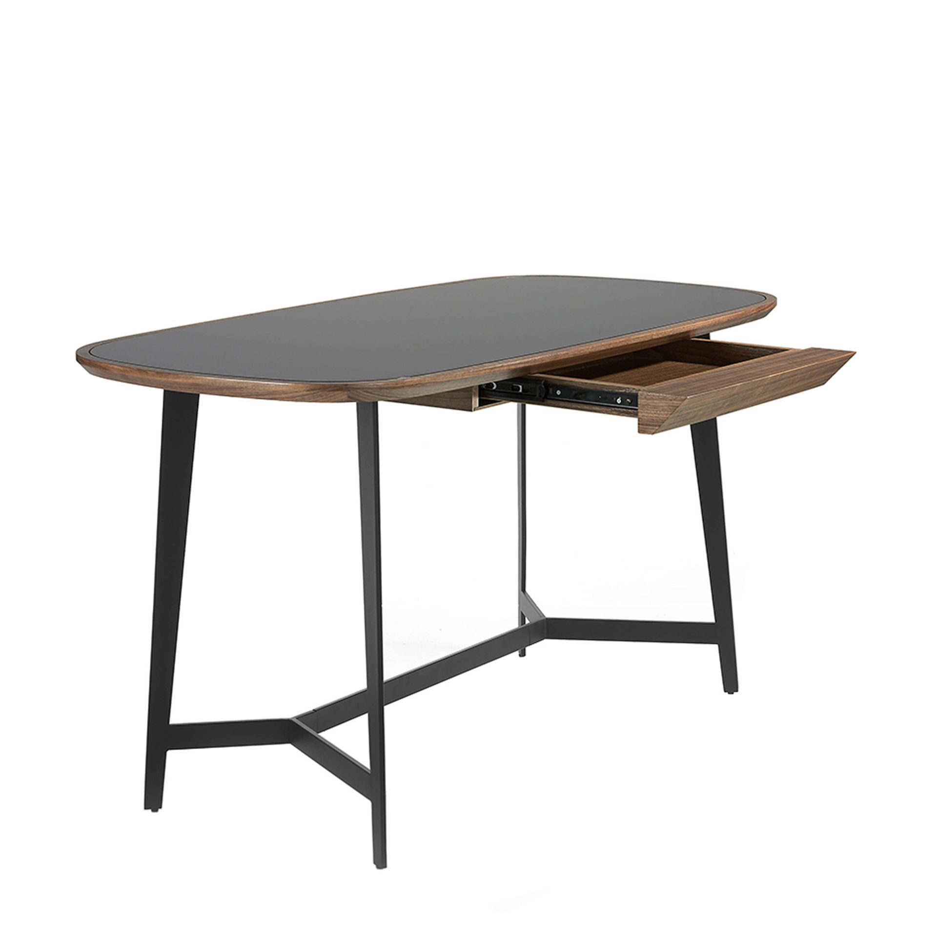 Письменный стол MQ2002DK /3137 орех и черное стекло Angel Cerda