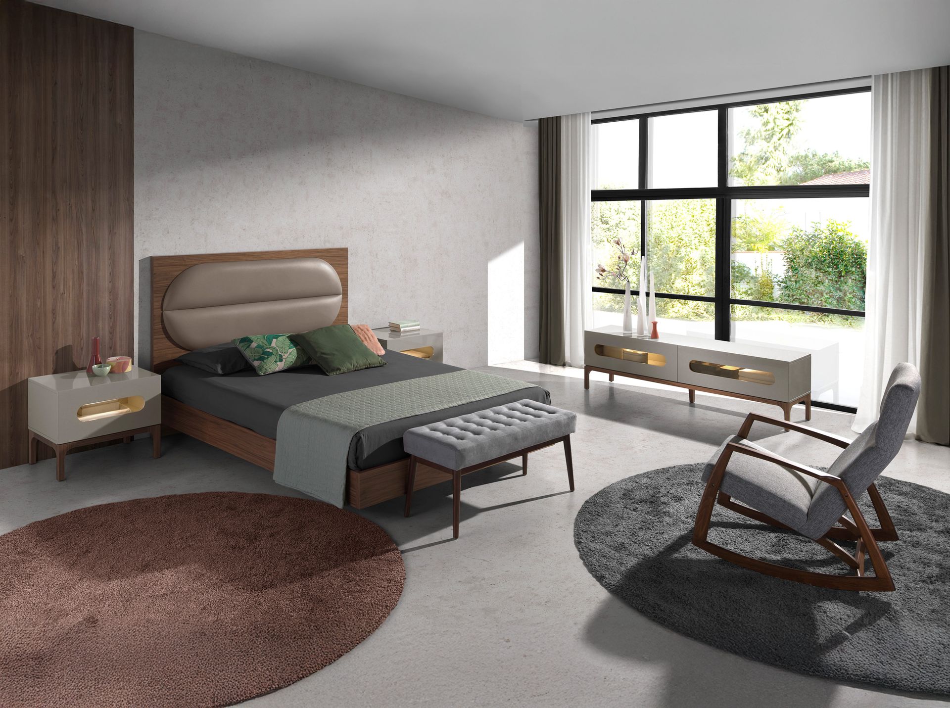 Банкетка 5107/WD1404 с обивкой из темно-серой ткани Angel Cerda