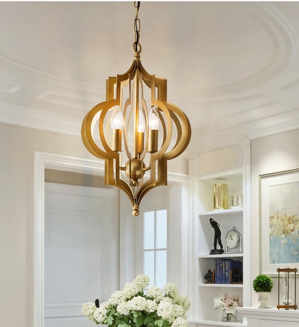 Люстра Scarlett Hollywood Regency Gold Leaf Pattern Pendant Chandelier D42 by ImperiumLoft