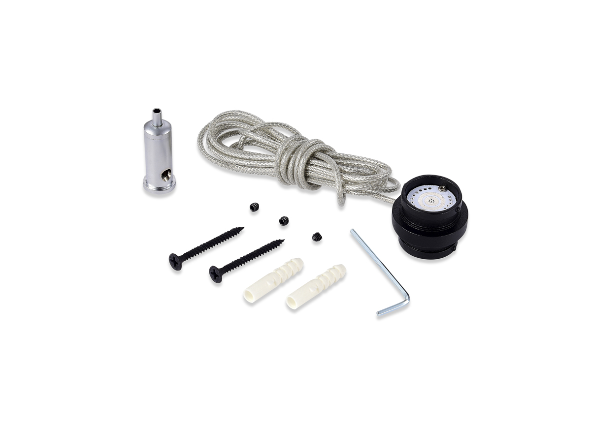 Токопроводящий прямойоннектор с подвесом иабелем питания длиной Donolux Connector 180 DLR B1