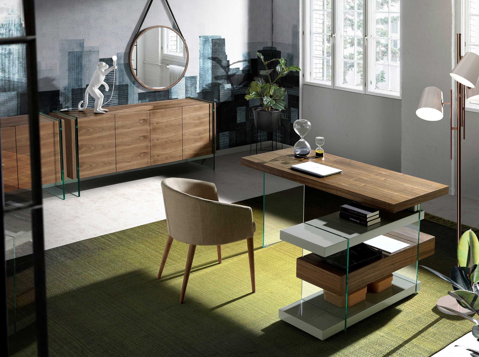 Круглое зеркало с ореховой рамой CPMR27-V36-NOGAL /3038 Angel Cerda