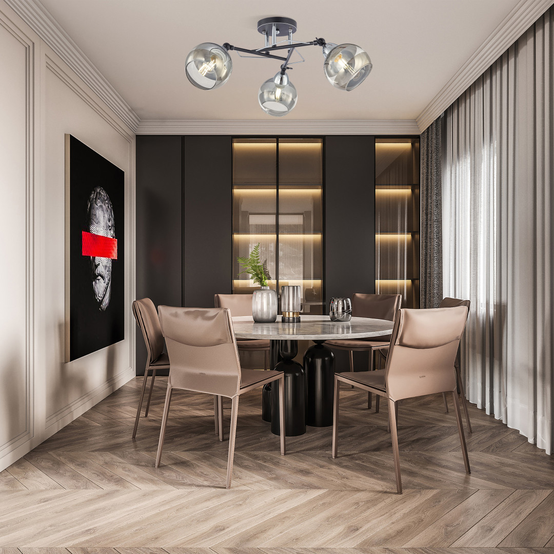 Люстра с плафонами 323685/3B BK+CR Arte Milano