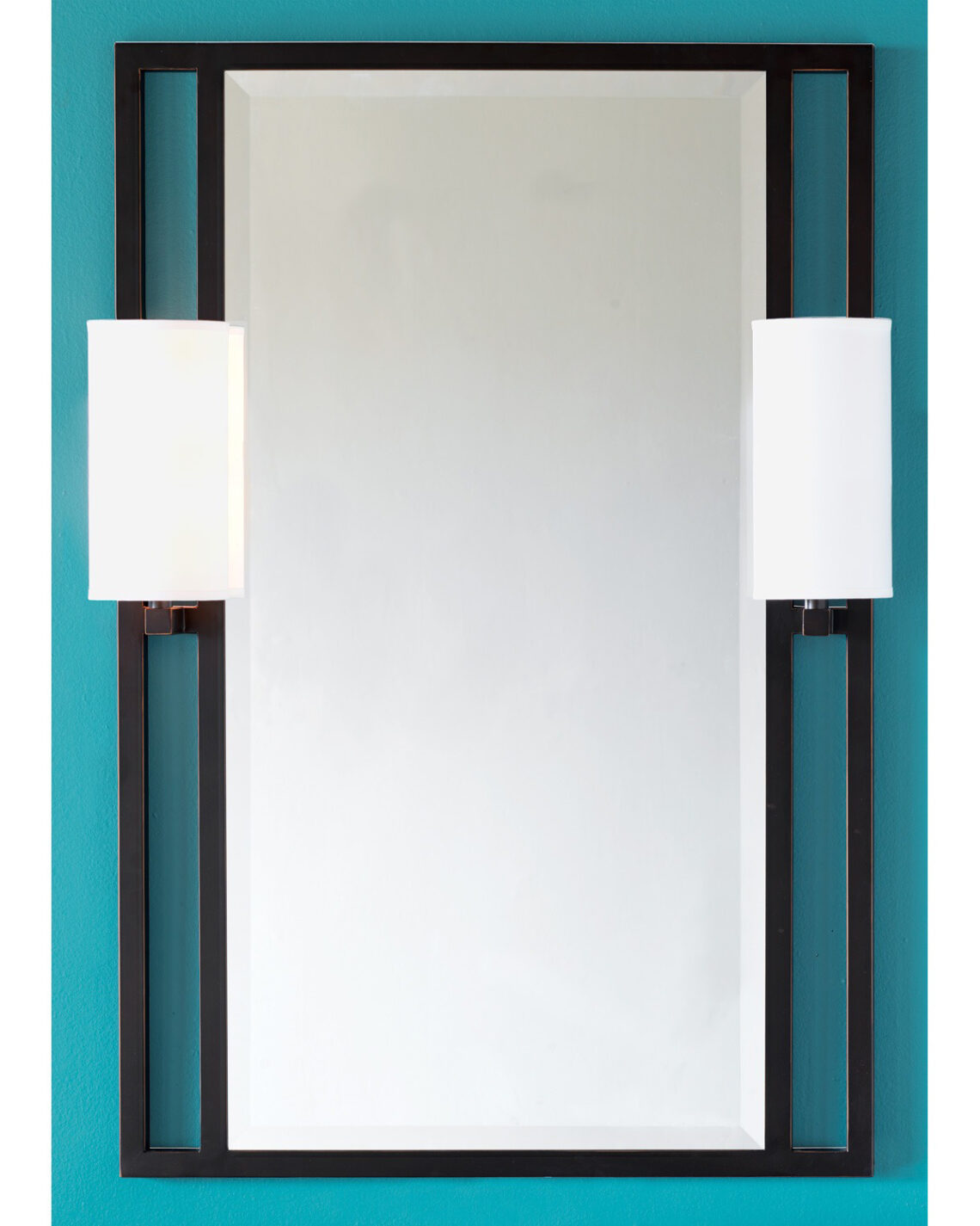 Черное зеркало с бра Дуглас Louvre Home LHDWM301223RJ