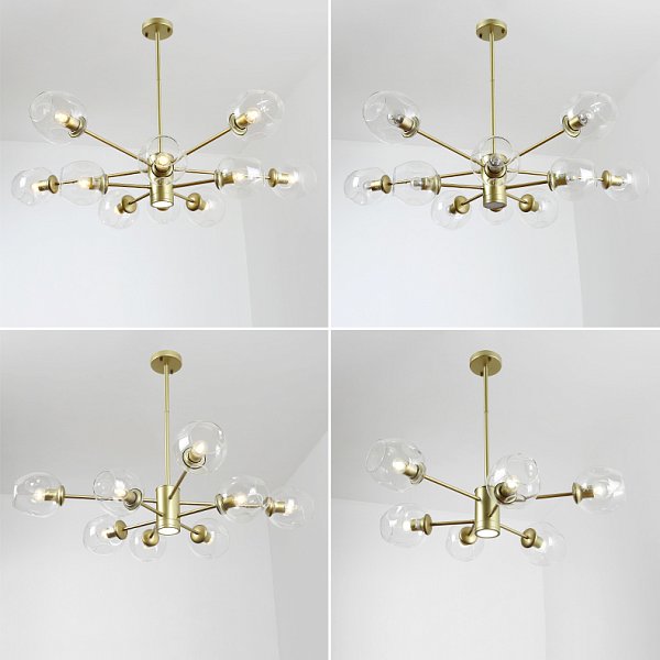 Люстра на штанге MARINE D104 10 lamps Gold/Transparent by ImperiumLoft