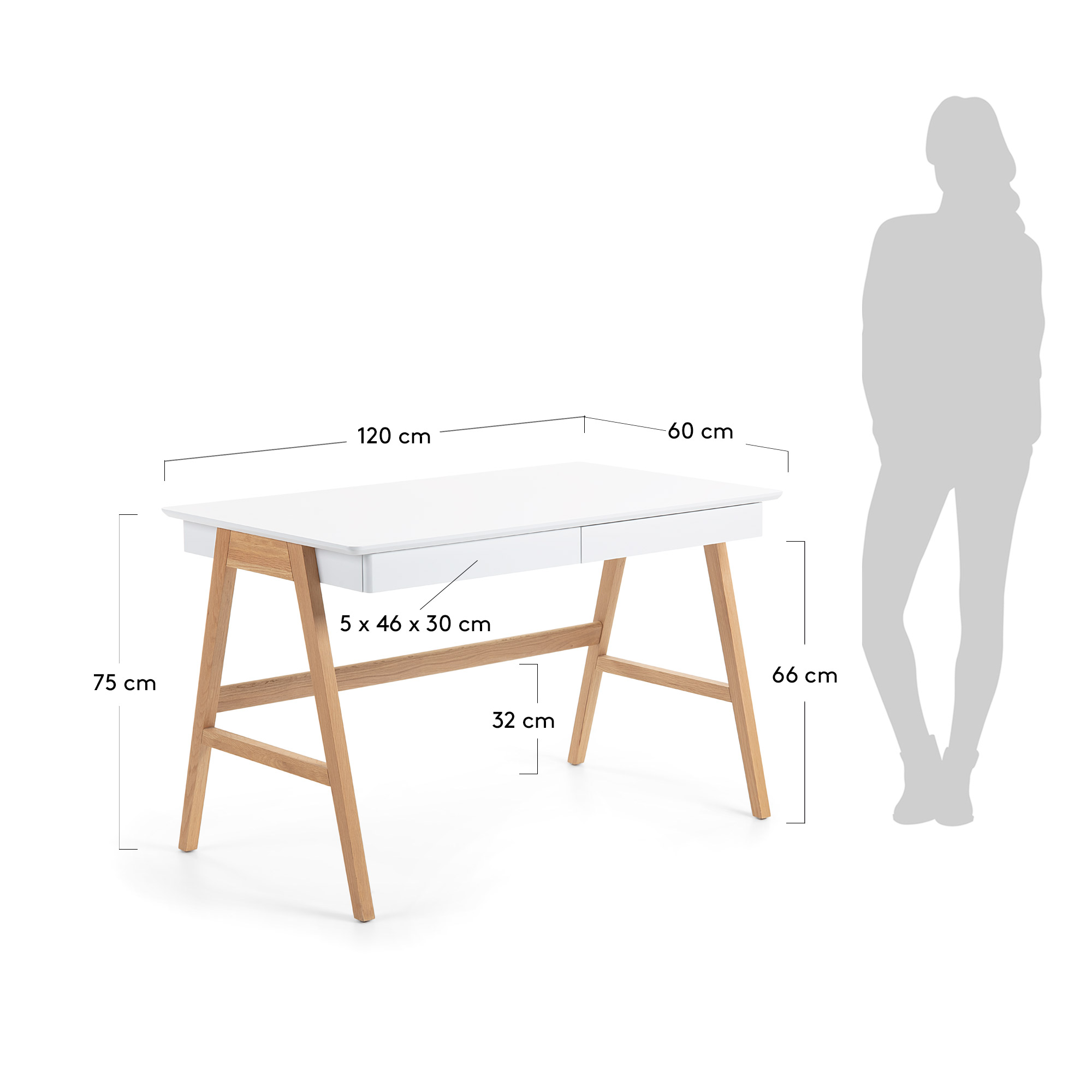 Стол письменный Ingo 120x60 белый La Forma (ex Julia Grup)