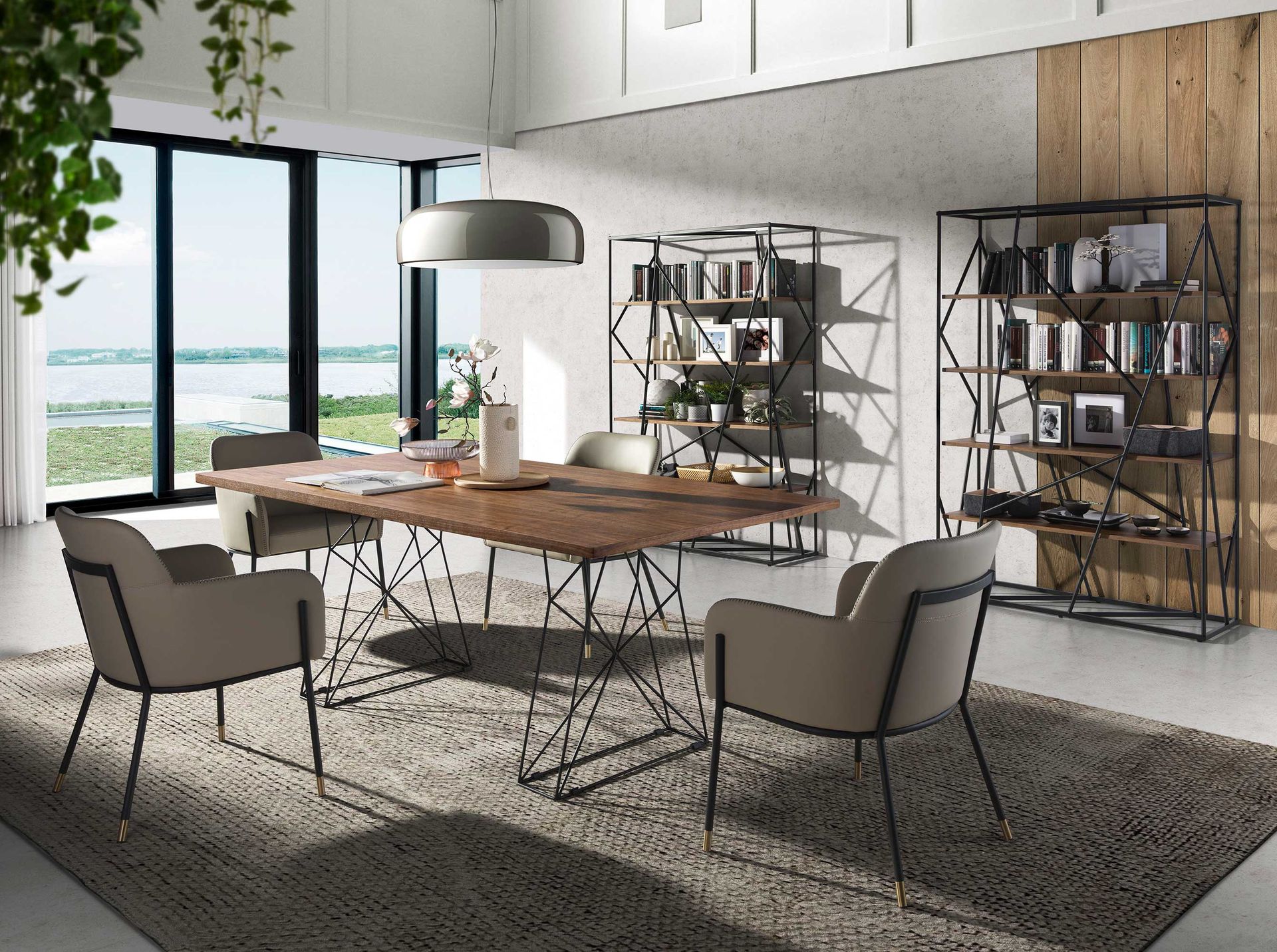 Прямоугольный обеденный стол MI2007T/1107 с ножками из черной стали Angel Cerda