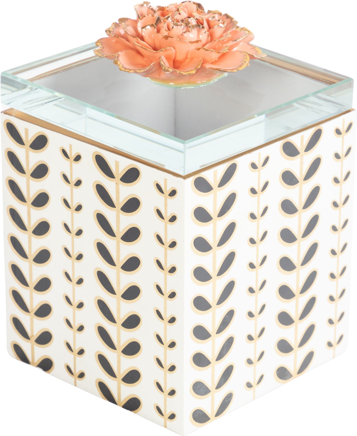 Коробка деревянная с крышкой с фарфоровым цветком Glasar 47-020