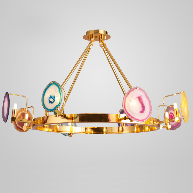 Люстра на штанге AGATE 4 Multicolored  8 Ring by ImperiumLoft