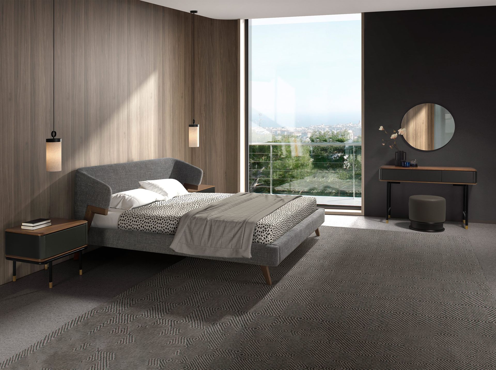 Кровать 7173/GC2323 из серой ткани 180 x 200 cm Angel Cerda