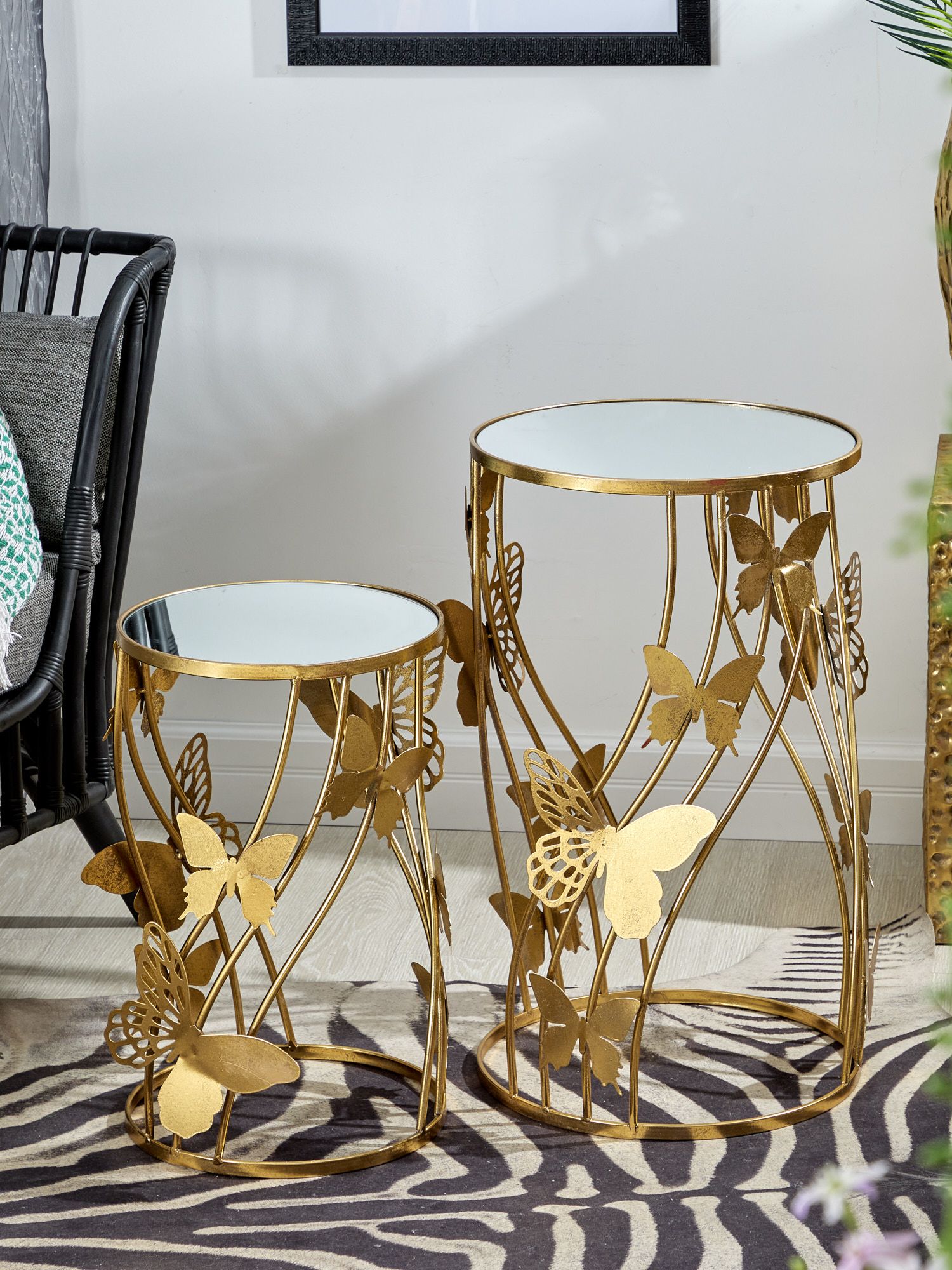 Столики интерьерные с бабочками, набор Glasar 57-293