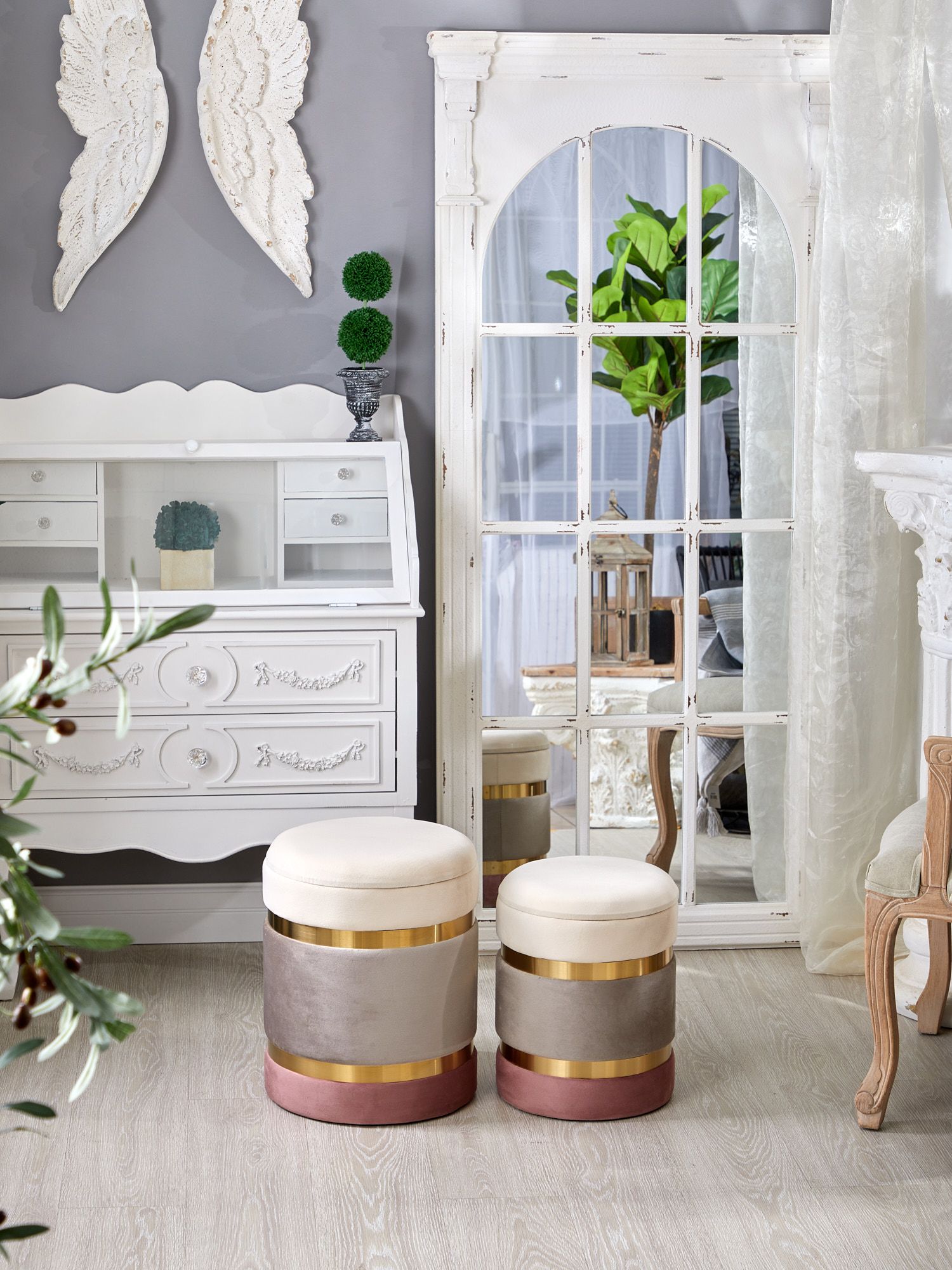 Пуфы с крышкой, набор Glasar 49-335/BM