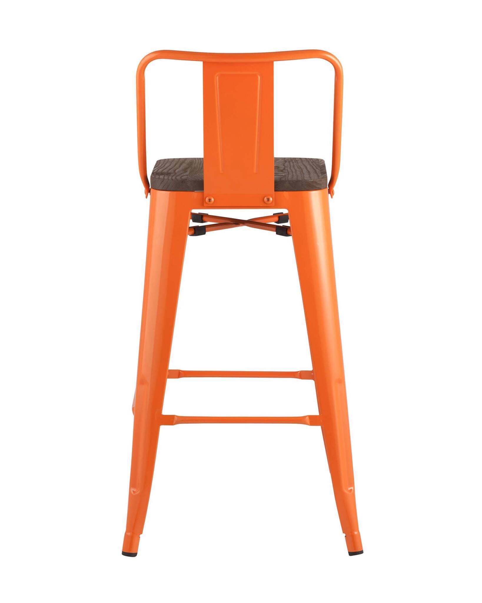 Стул полубарный TOLIX WOOD со спинкой оранжевый глянцевый Stool Group
