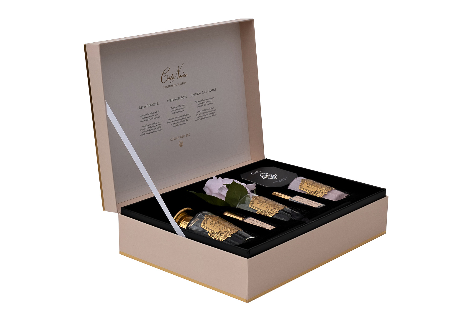 Набор подарочный Charente rose - диффузор 90мл, роза искусств., спрей 2*5мл, свеча 75гр Garda Decor 96CN-GP002