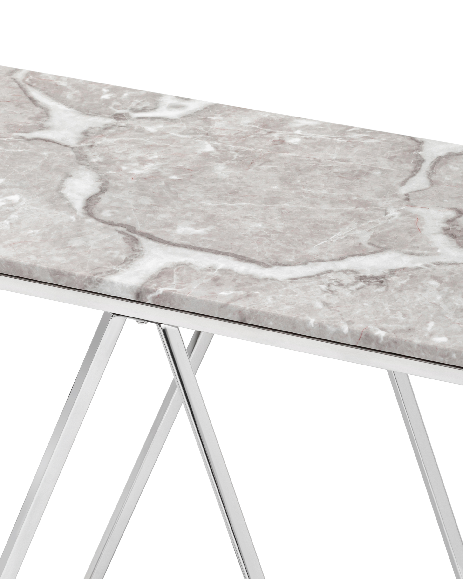 Консоль Авалон 122*41 серый мрамор сталь серебро Stool Group
