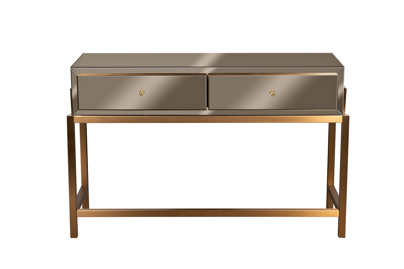 Консоль с 2мя ящиками зеркальная бронза/золото Garda Decor KFG210