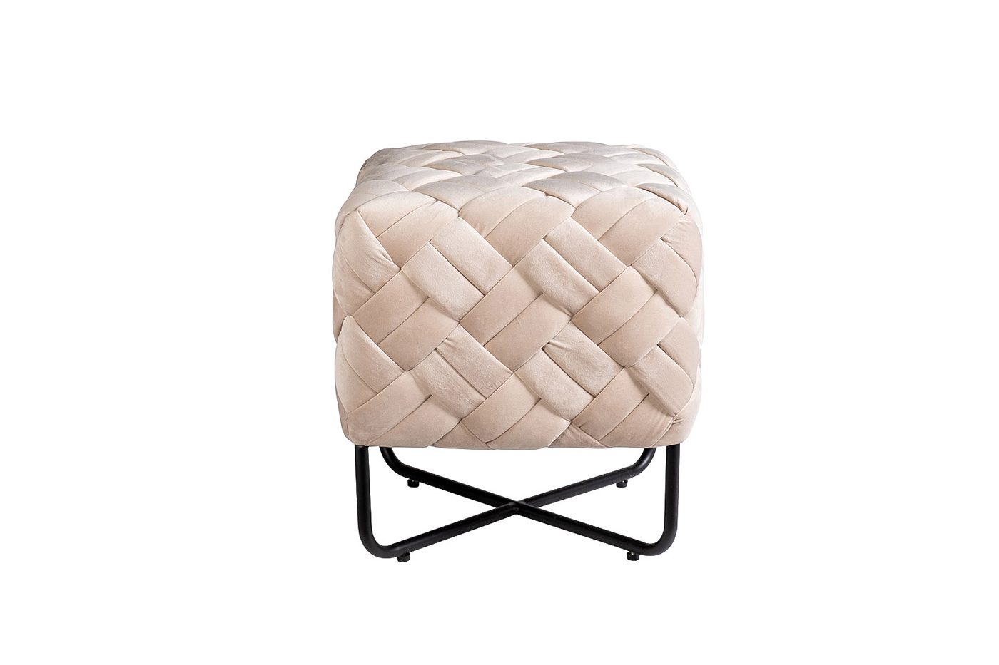 Пуф из плетеного велюра бежевый Garda Decor N-OT-100 BG BL