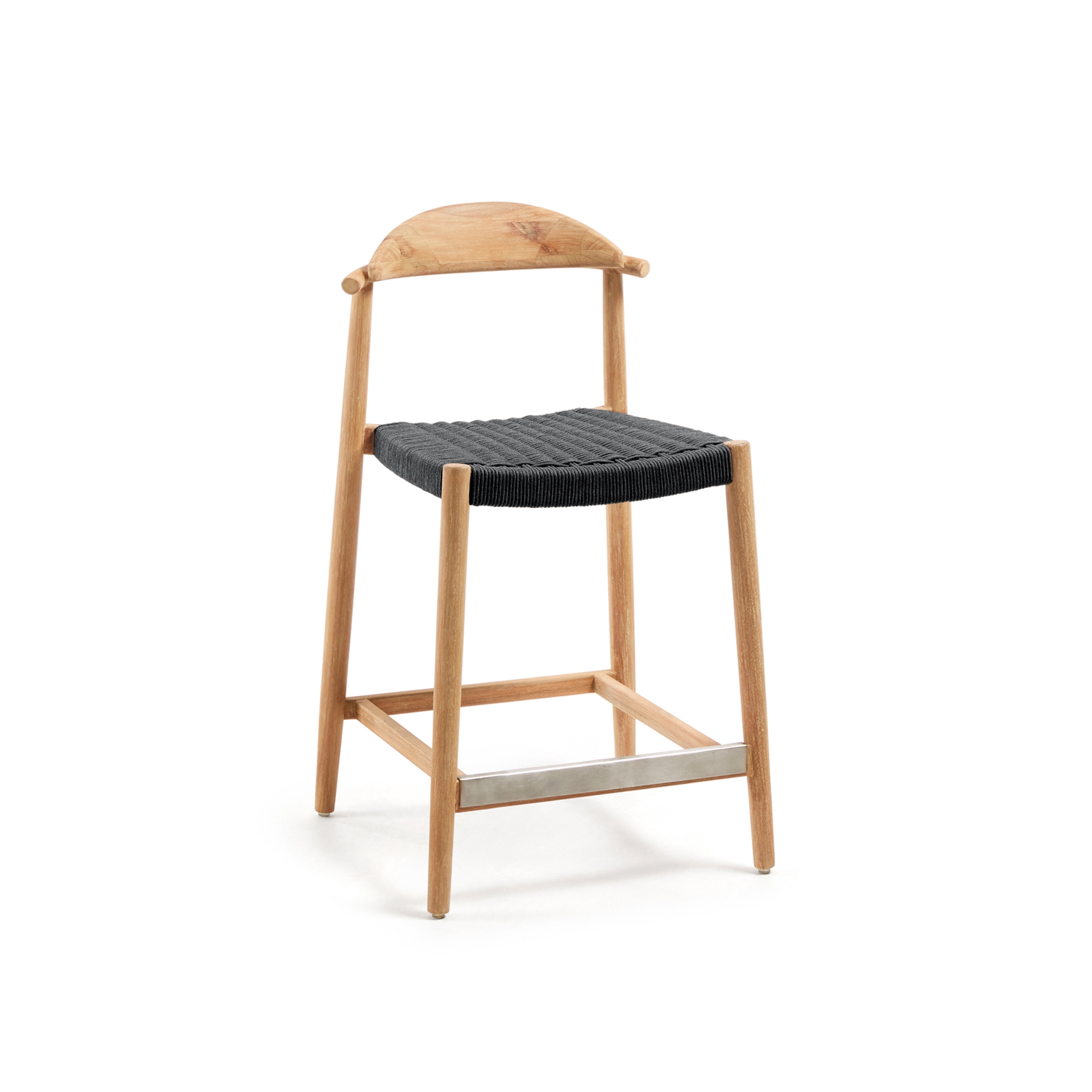 Nina Полубарный стул из массива акации с натуральной отделкой и черной веревкой 62 см La Forma (ex Julia Grup)