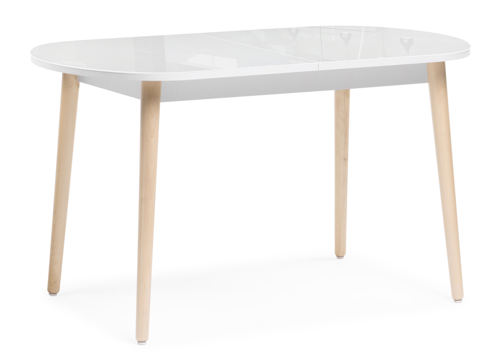 Стол стеклянный Woodville Клэйтон 130 белый / бук 379009