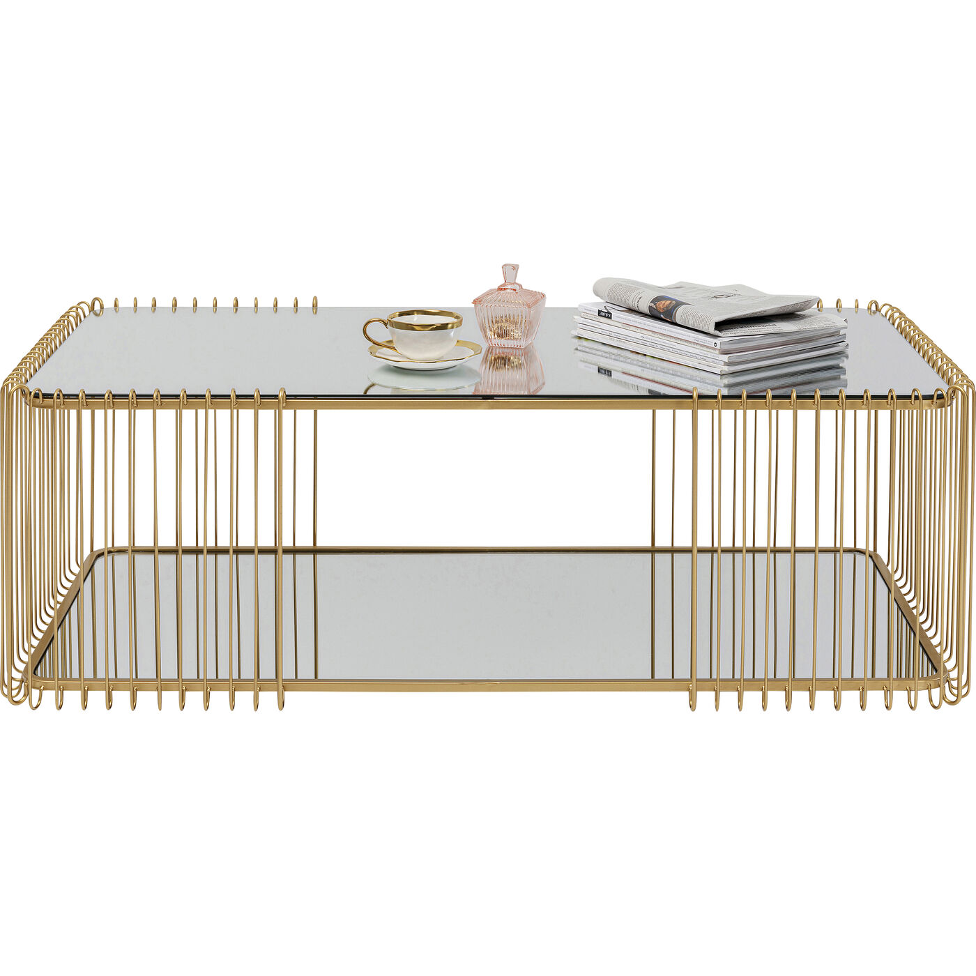 Стол кофейный Wire Double Brass 120x60 см KARE 87817