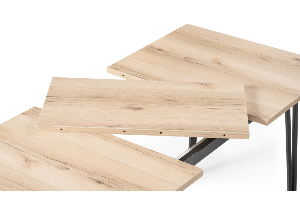 Стол деревянный Woodville Денвер Лофт 120(160)х75х75 25 мм дуб делано светлый / черный матовый 513018