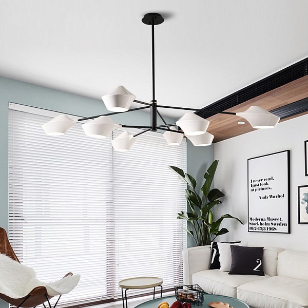 Люстра на штанге LANT D150 8 lamps Black/White by ImperiumLoft