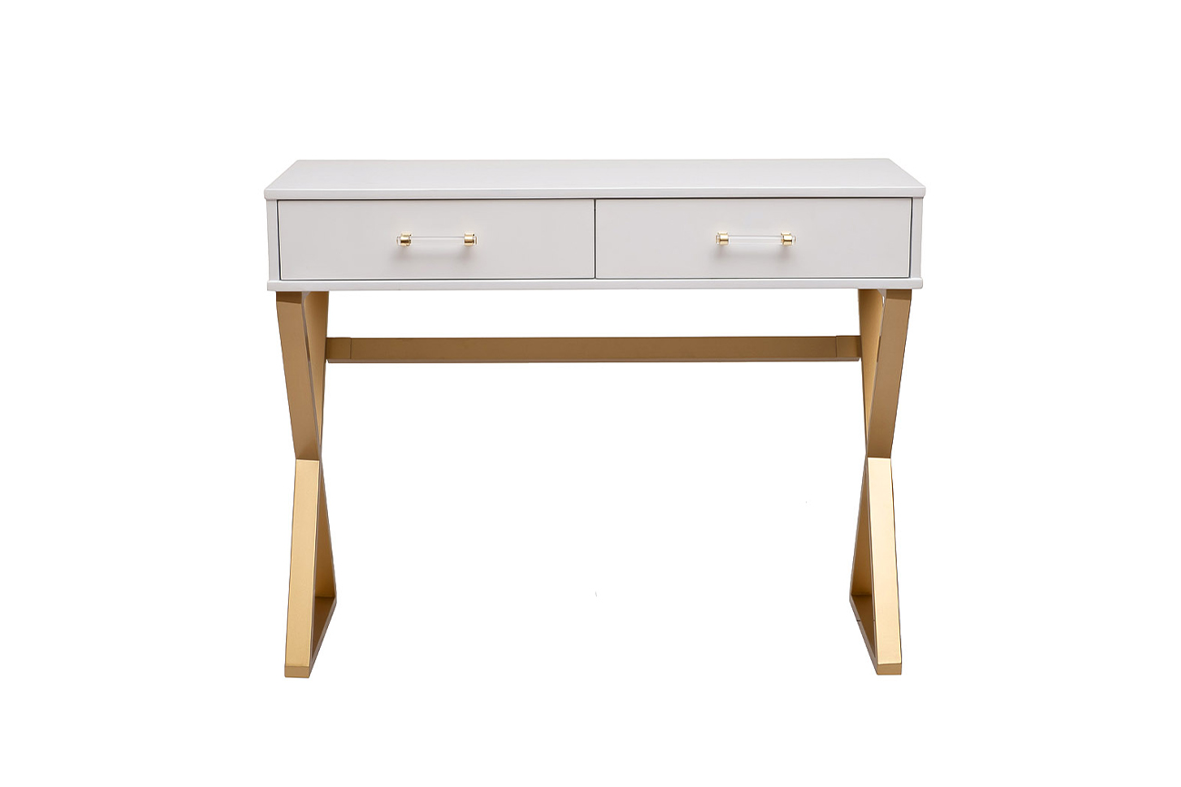 Консоль с 2мя ящиками белая/золото Garda Decor KFG164