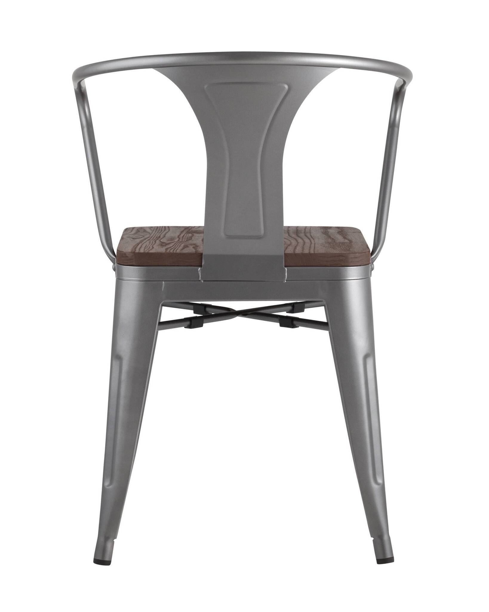 Стул TOLIX ARM WOOD с подлокотниками серебристый Stool Group