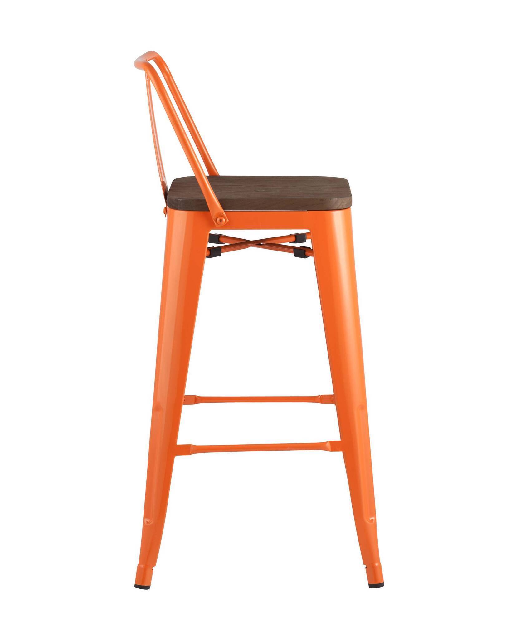 Стул полубарный TOLIX WOOD со спинкой оранжевый глянцевый Stool Group