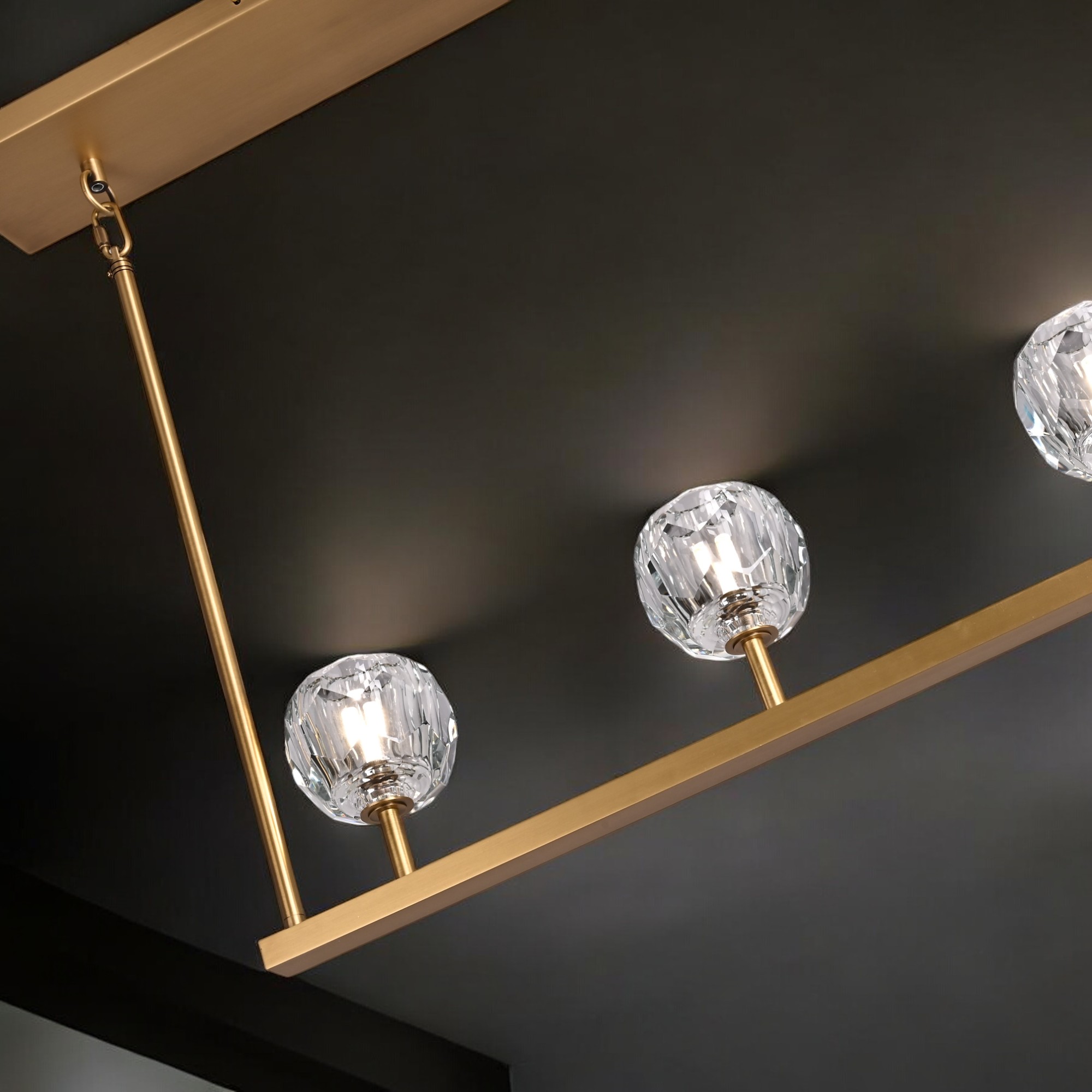 Люстра RH Boule De Cristal Linear Chandelier 6 Bronze by ImperiumLoft
