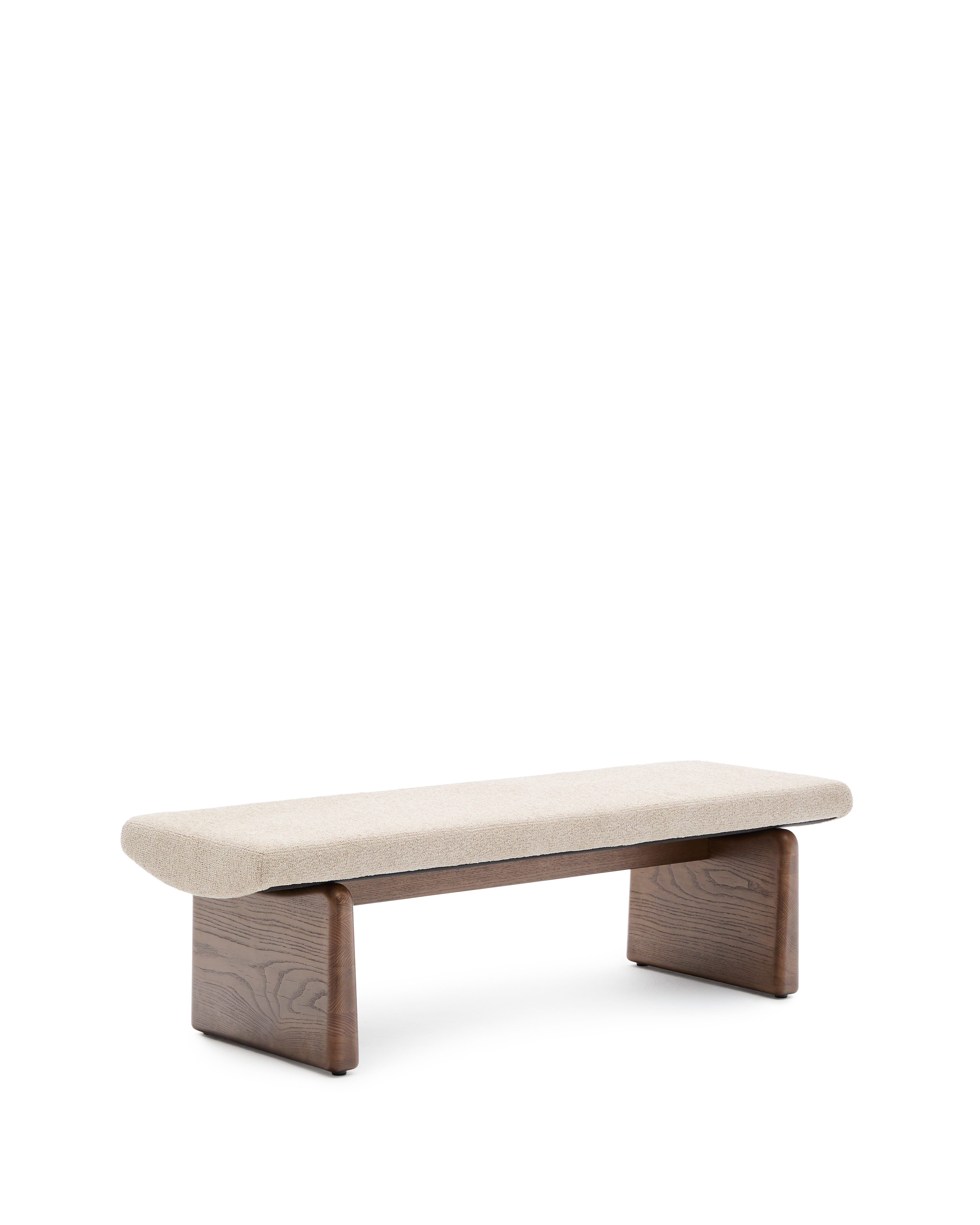 Topaz Скамья из бежевого шенилла и массива ясеня с отделкой под орех 150 см La Forma (ex Julia Grup)