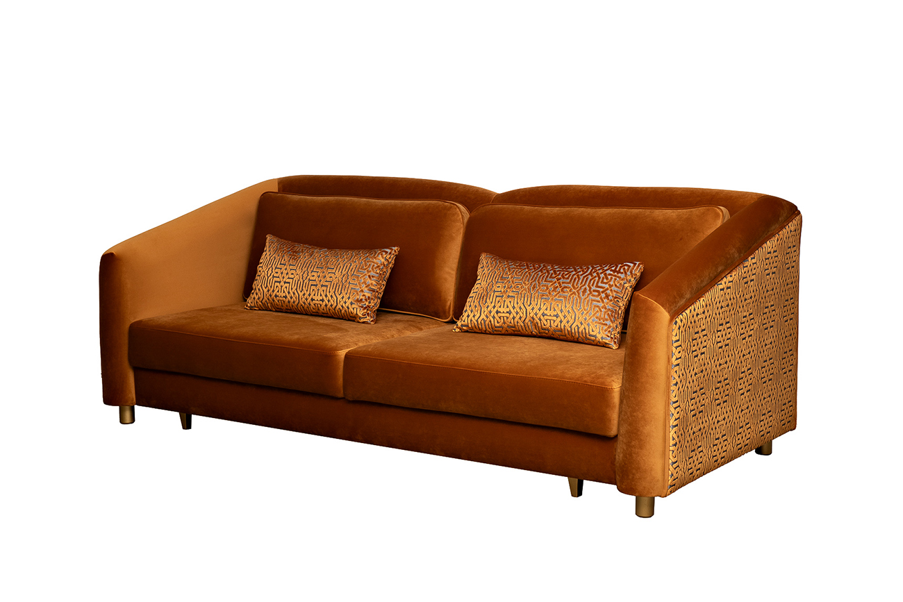 Диван Trevi 230М(К) трехм раскл с кантом оранж Pad31+Lattice ORANG 232*103*88 Garda Decor TREVI-230M-Pad31+Lattice ORANG