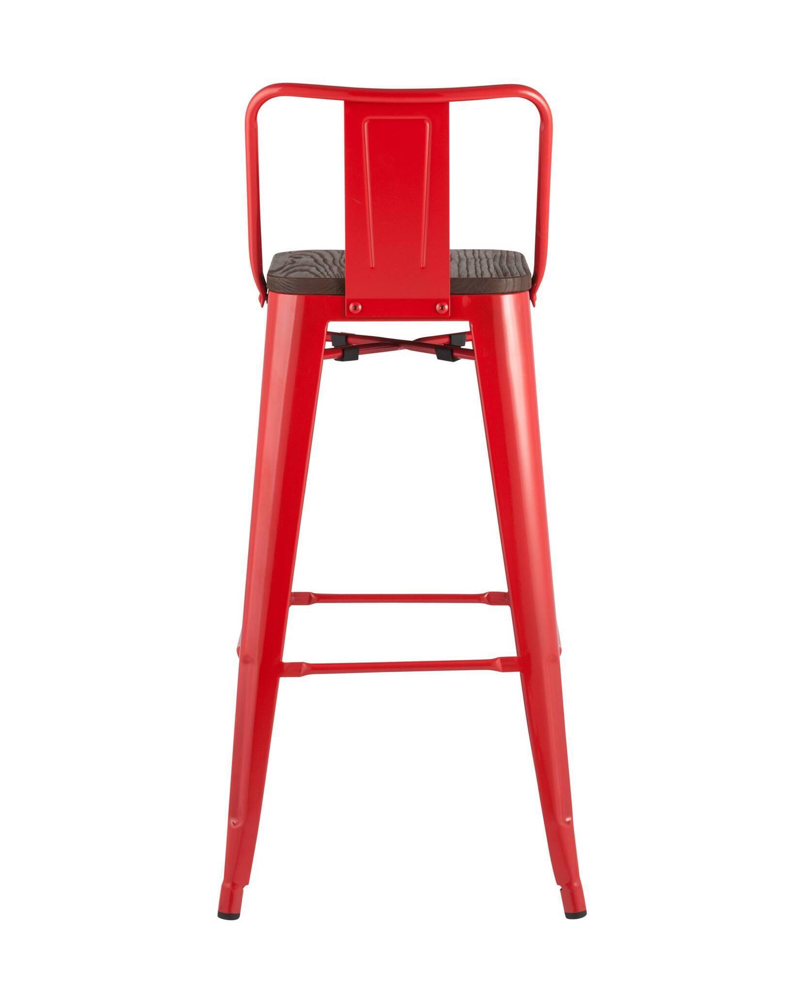 Стул барный TOLIX WOOD со спинкой красный глянцевый Stool Group