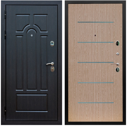 Дверь входная Graf Эврика МДФ 10 мм ФЛ-58 Венге / МДФ 6 мм В-03 молдинг Венге светлый