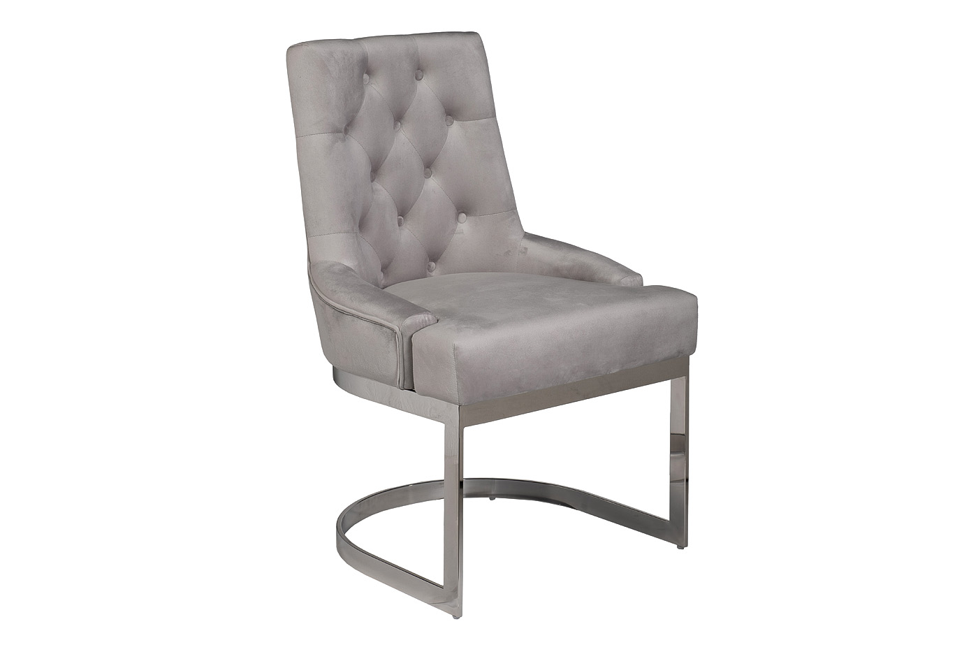 Стул велюровый светло-серый/хром Garda Decor 76AR-62105