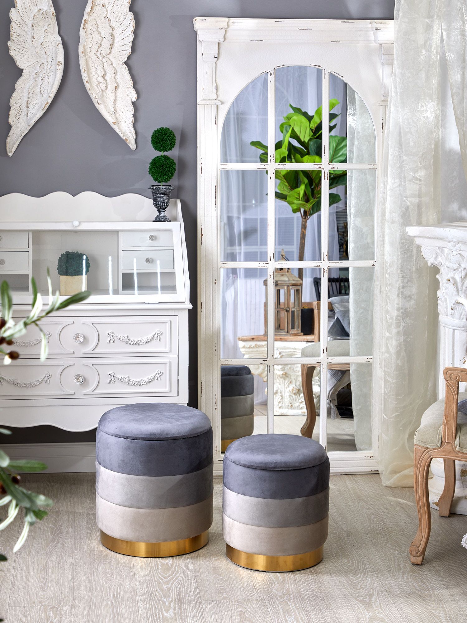 Пуфы с крышкой, набор Glasar 49-333/BM