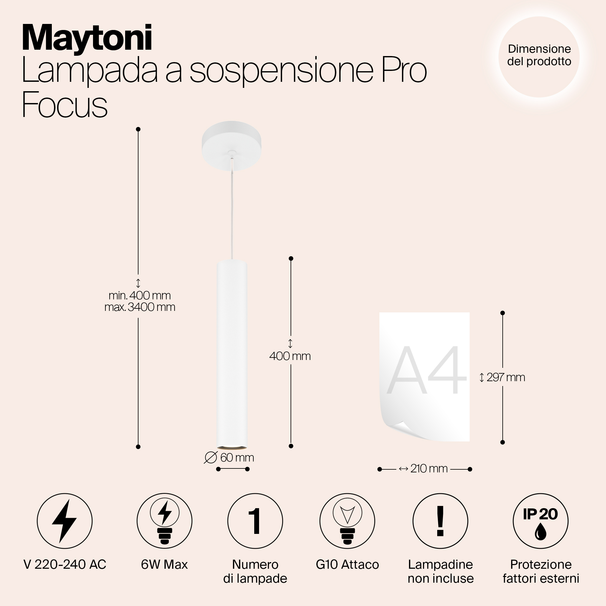 Подвесной светильник Maytoni MOD161PL-01W1
