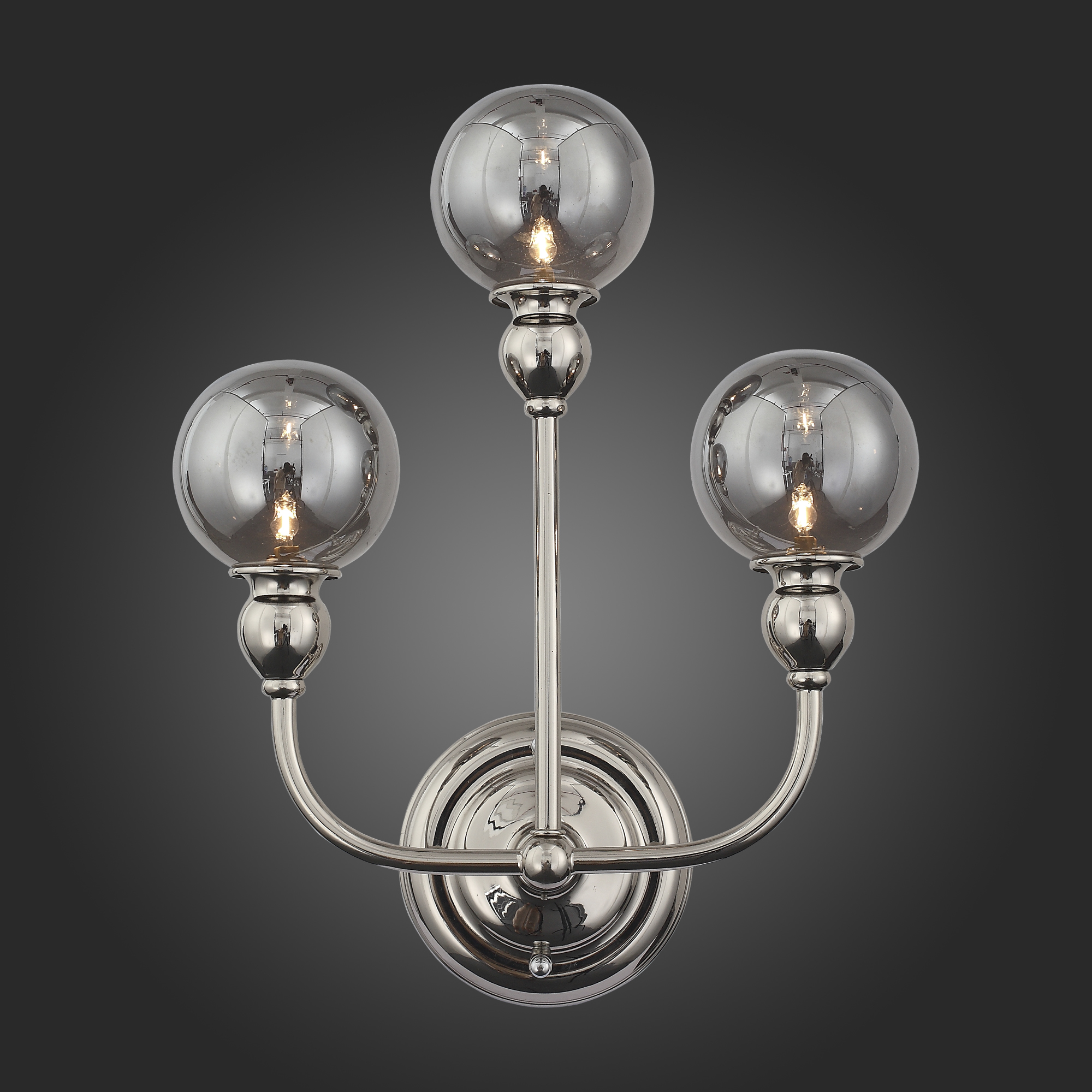 Настенный светильник с тремя шарообразными плафонами из стекла дымчатого цвета BREMER WALL by ImperiumLoft