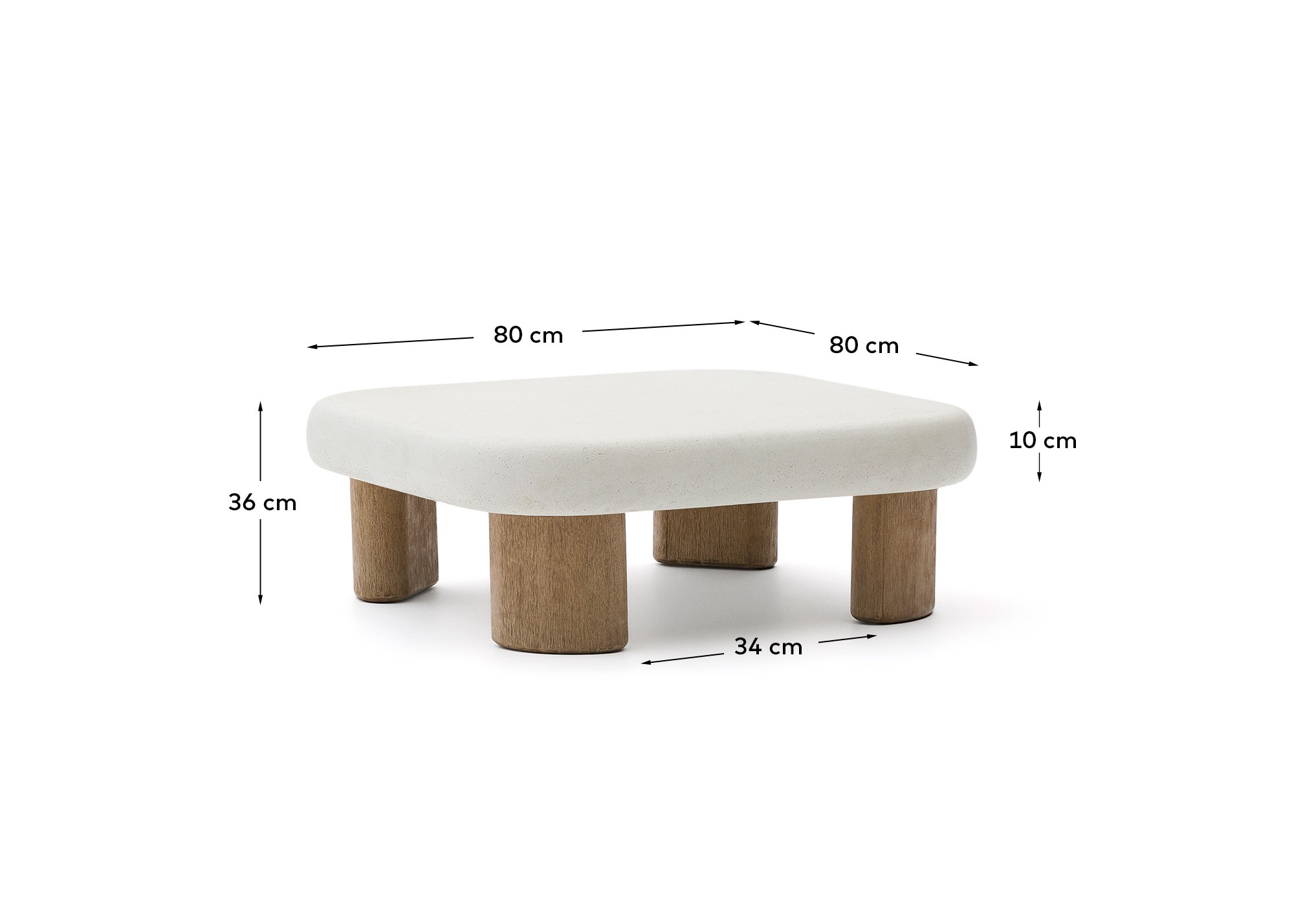 Журнальный столик Labra из цемента и акации 80 x 80 см La Forma (ex Julia Grup)