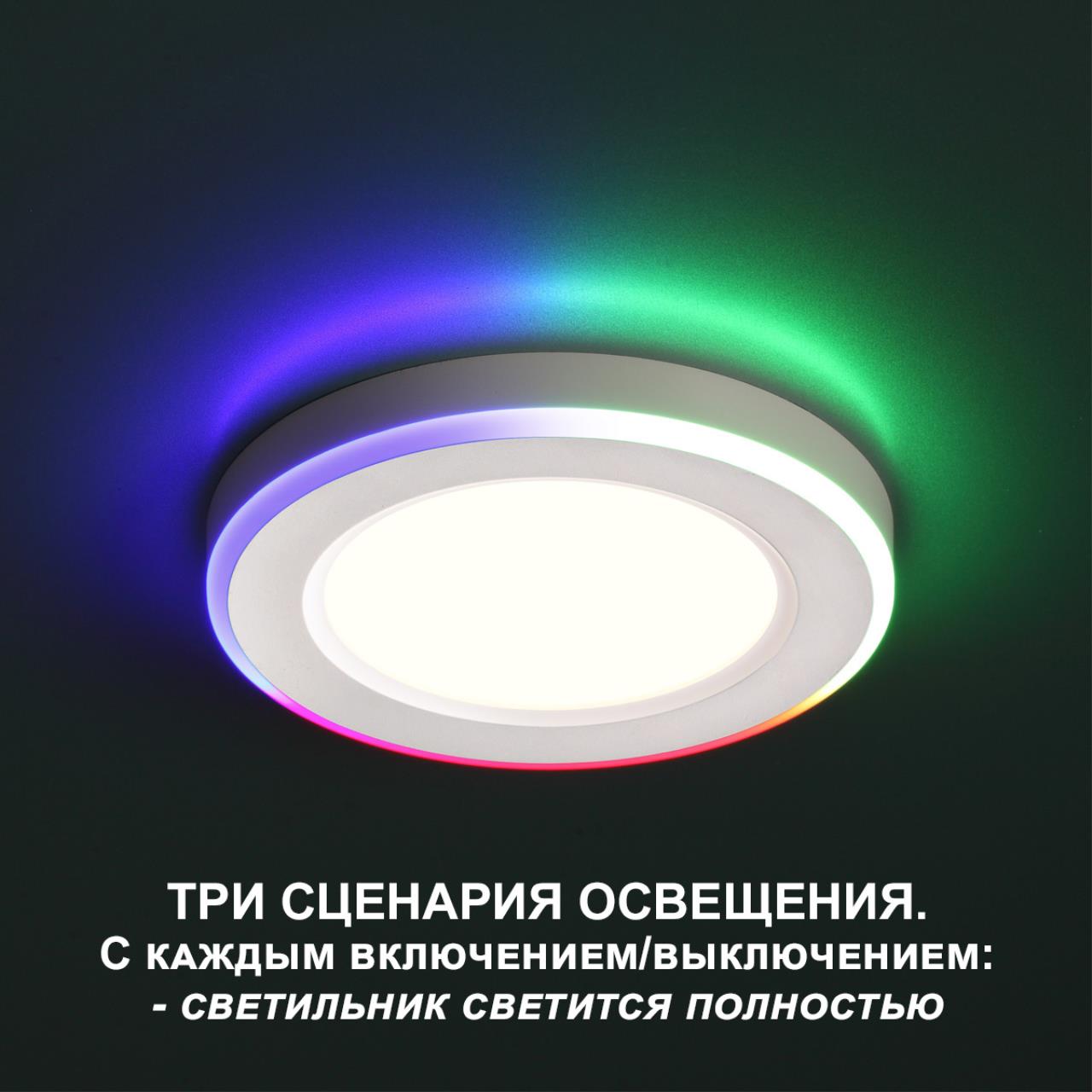 Светильник встраиваемый светодиодный (три сценария работы) Novotech 359010