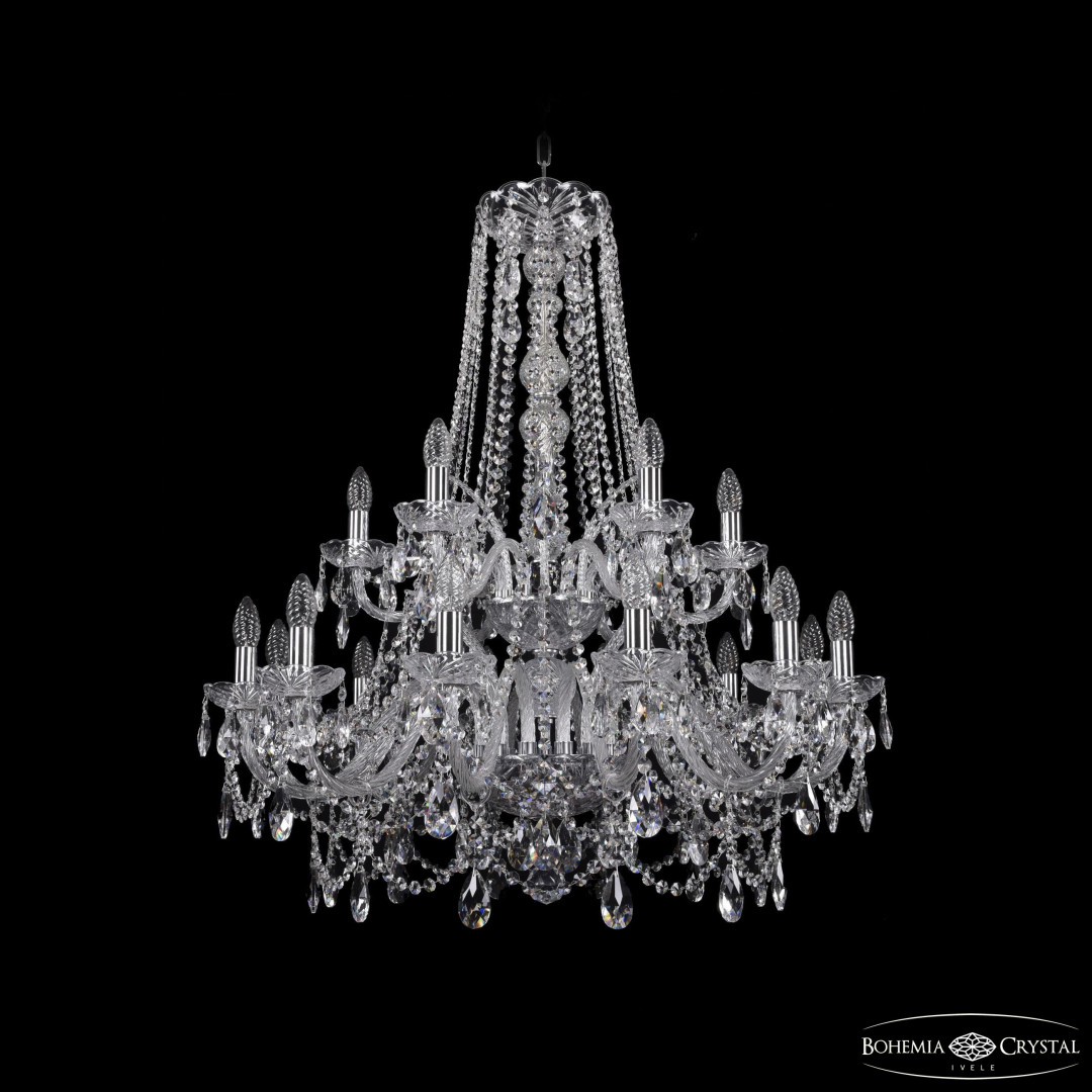 Люстра хрустальная 1411/12+6/300/h-93/2d Ni