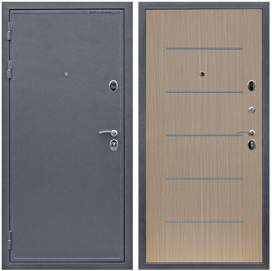 Дверь входная Graf Лондон Антик серебро / МДФ 6 мм В-03 молдинг Венге светлый