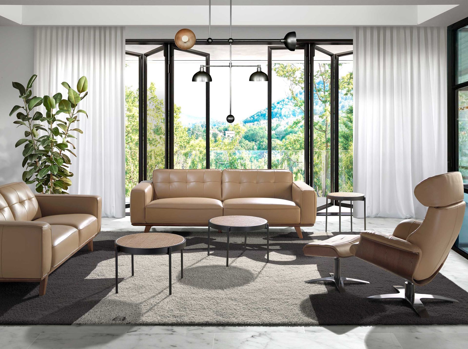 Приставной столик 2109/TT-S186 из ротанга и черной стали Angel Cerda