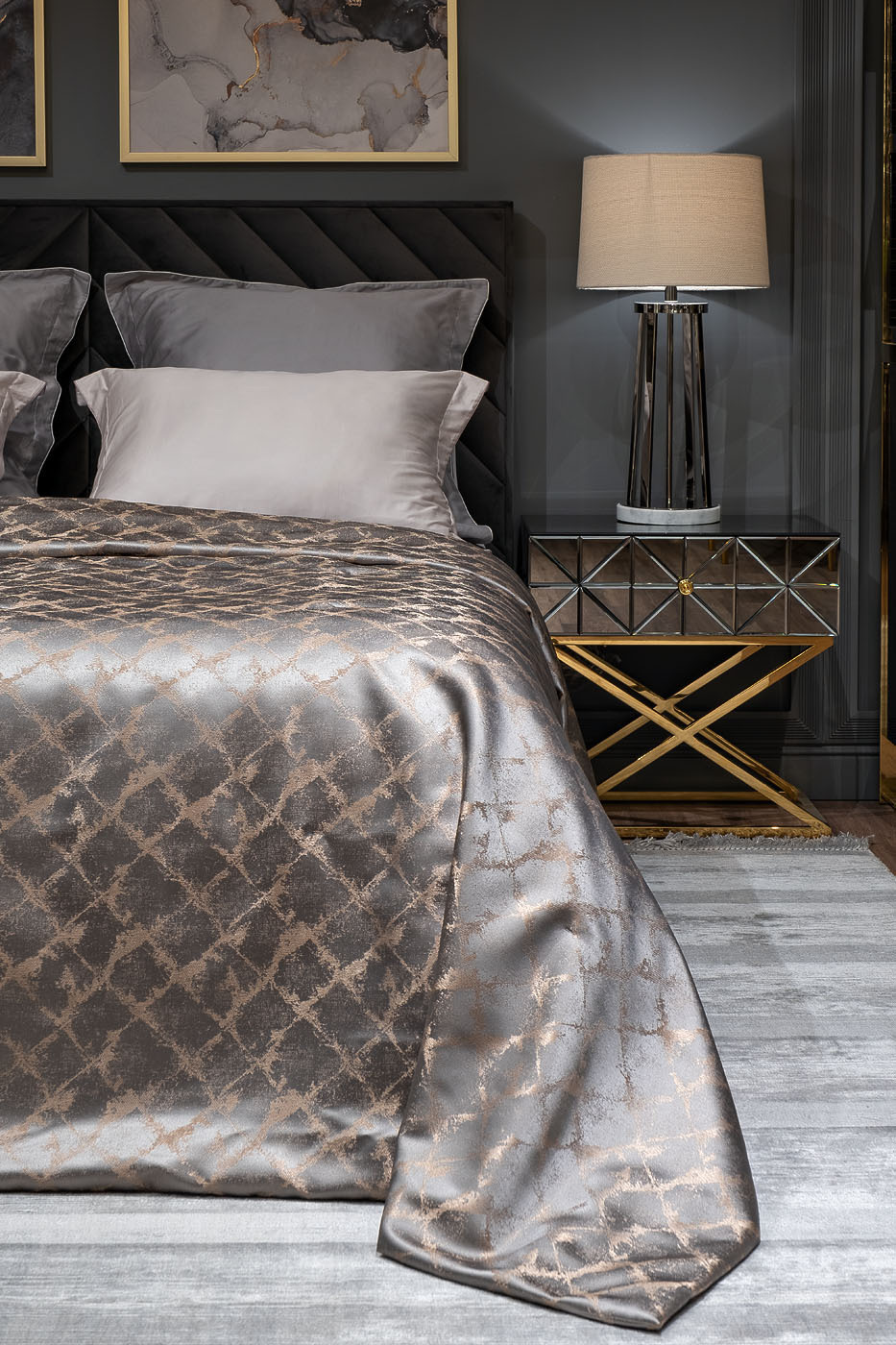 Покрывало TRENTO 260х260см серое Garda Decor GD-GAB1306-POKR SER