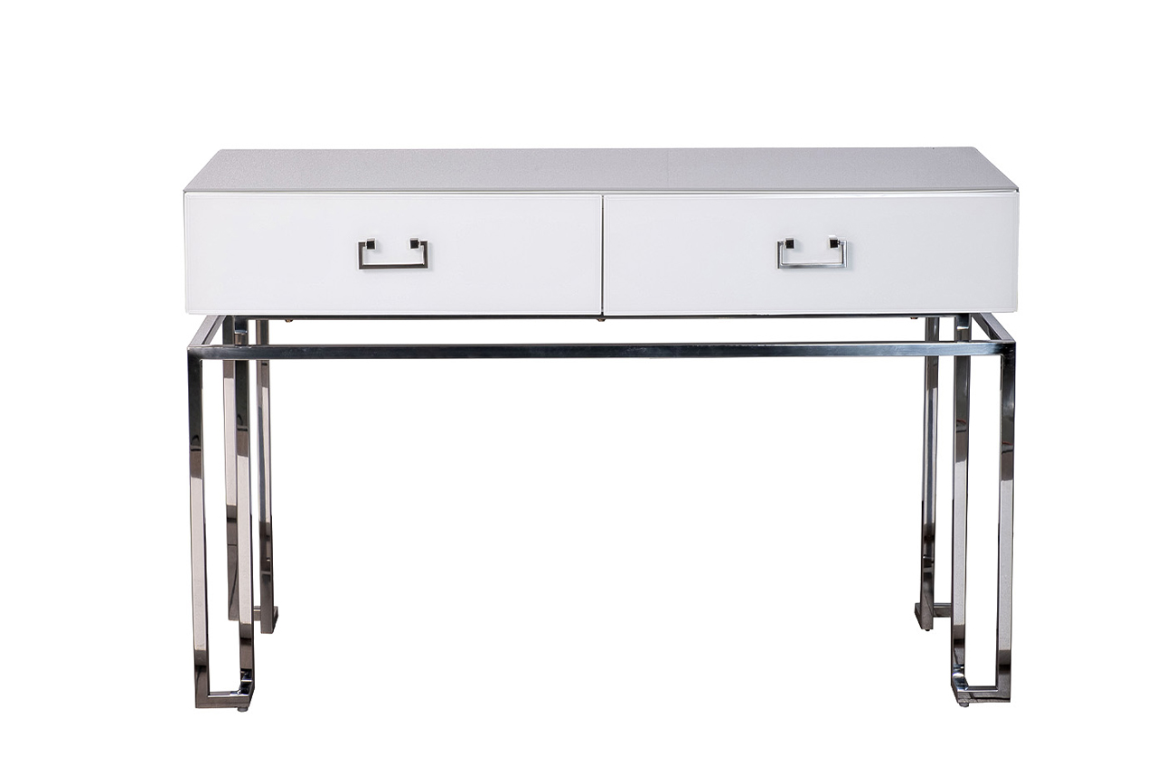 Консоль с ящиками белая/хром Garda Decor KFG070-NI