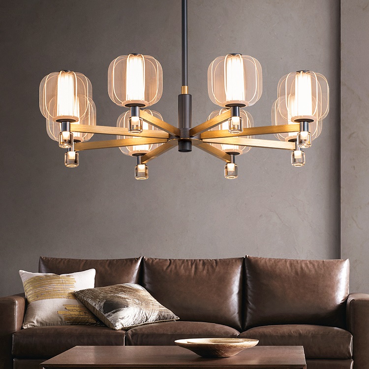 Серия люстр с плафонами из прозрачных пластин на металлических рожках CARINA by ImperiumLoft