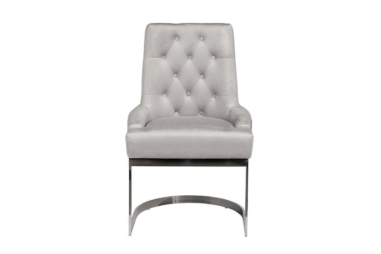 Стул велюровый светло-серый/хром Garda Decor 76AR-62105
